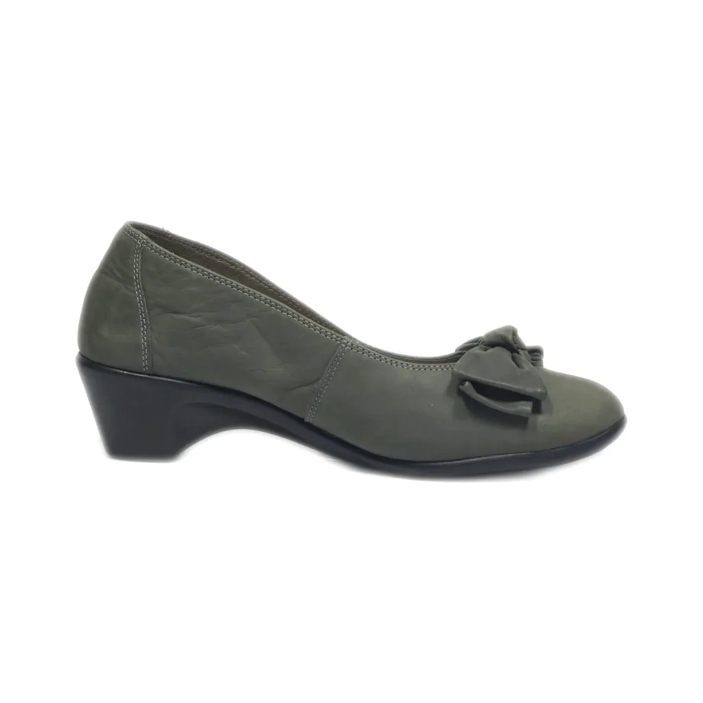 24Hrs Mid-Heel Shoes Leather Green Colour For Women