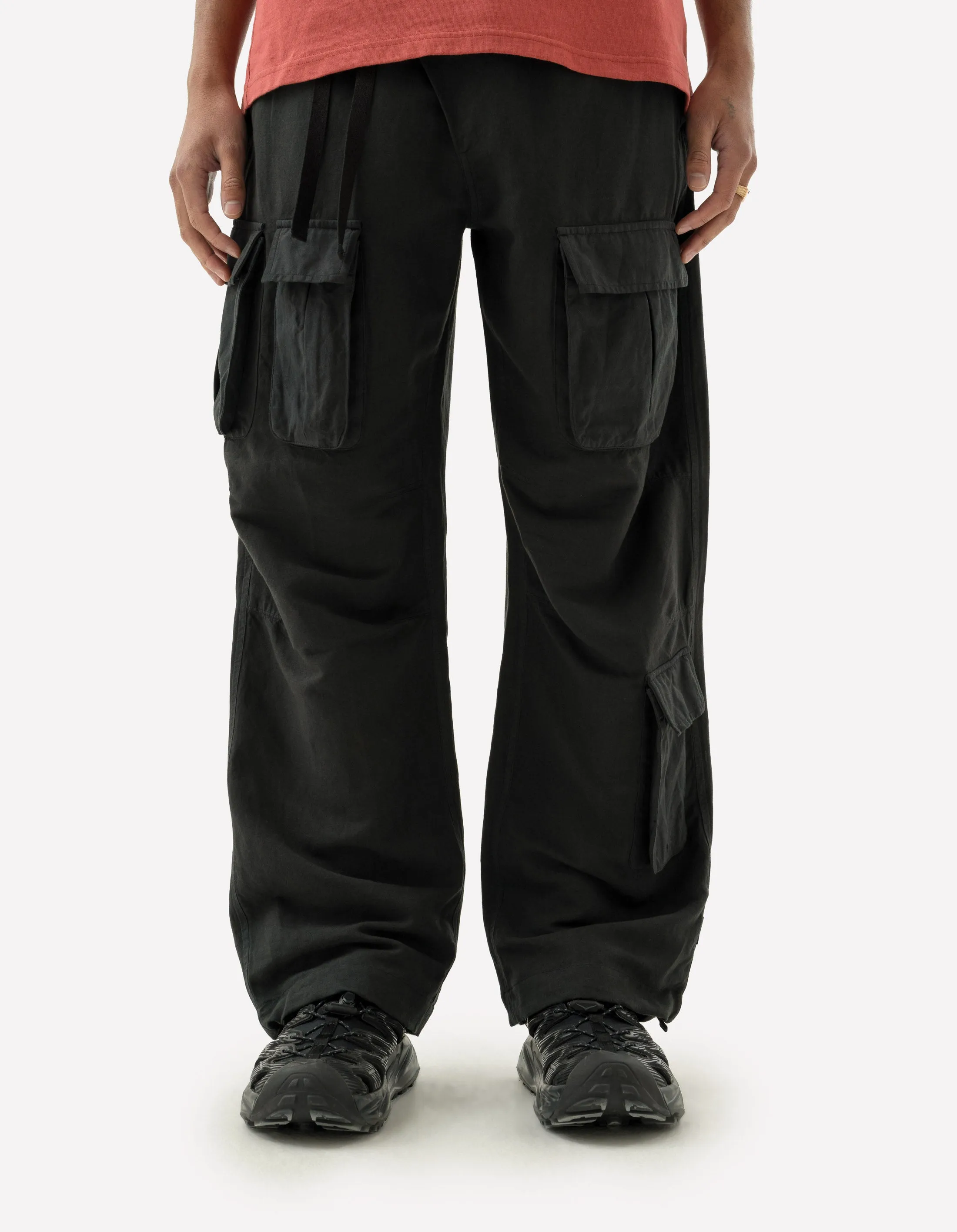 5213 Hemp Asym Cargo Track Pants Black