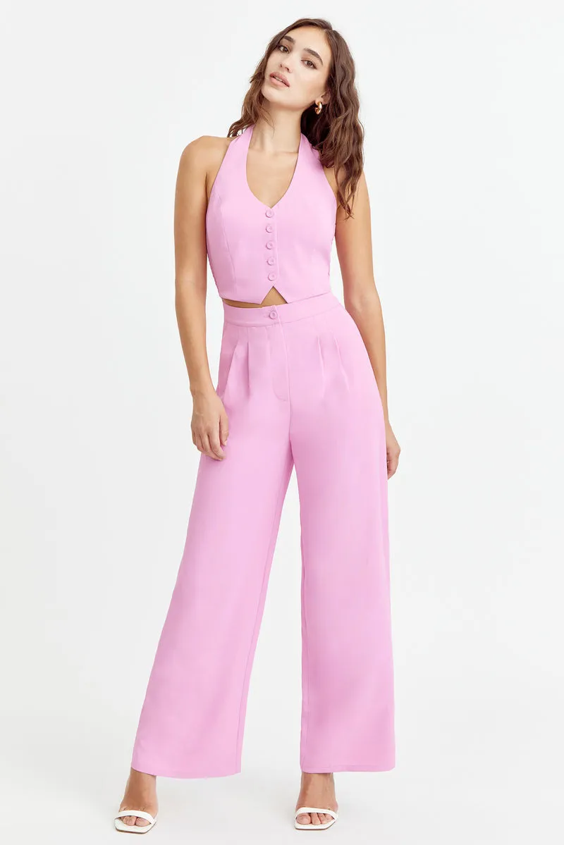 Adelyn Rae Farrah Halter Jumpsuit in Pink