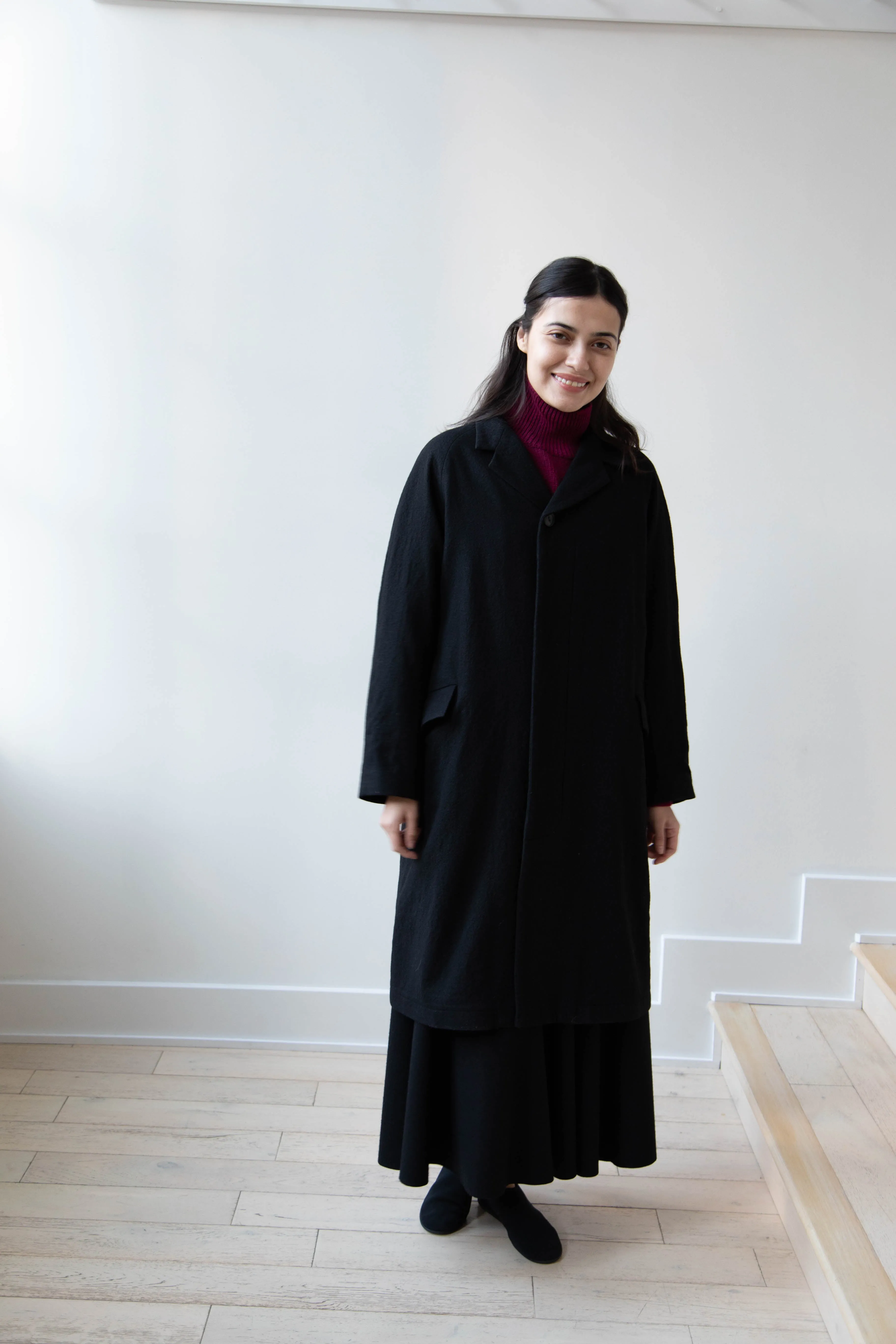 Arts & Science | Raglan Sleeve Chester Coat in Black