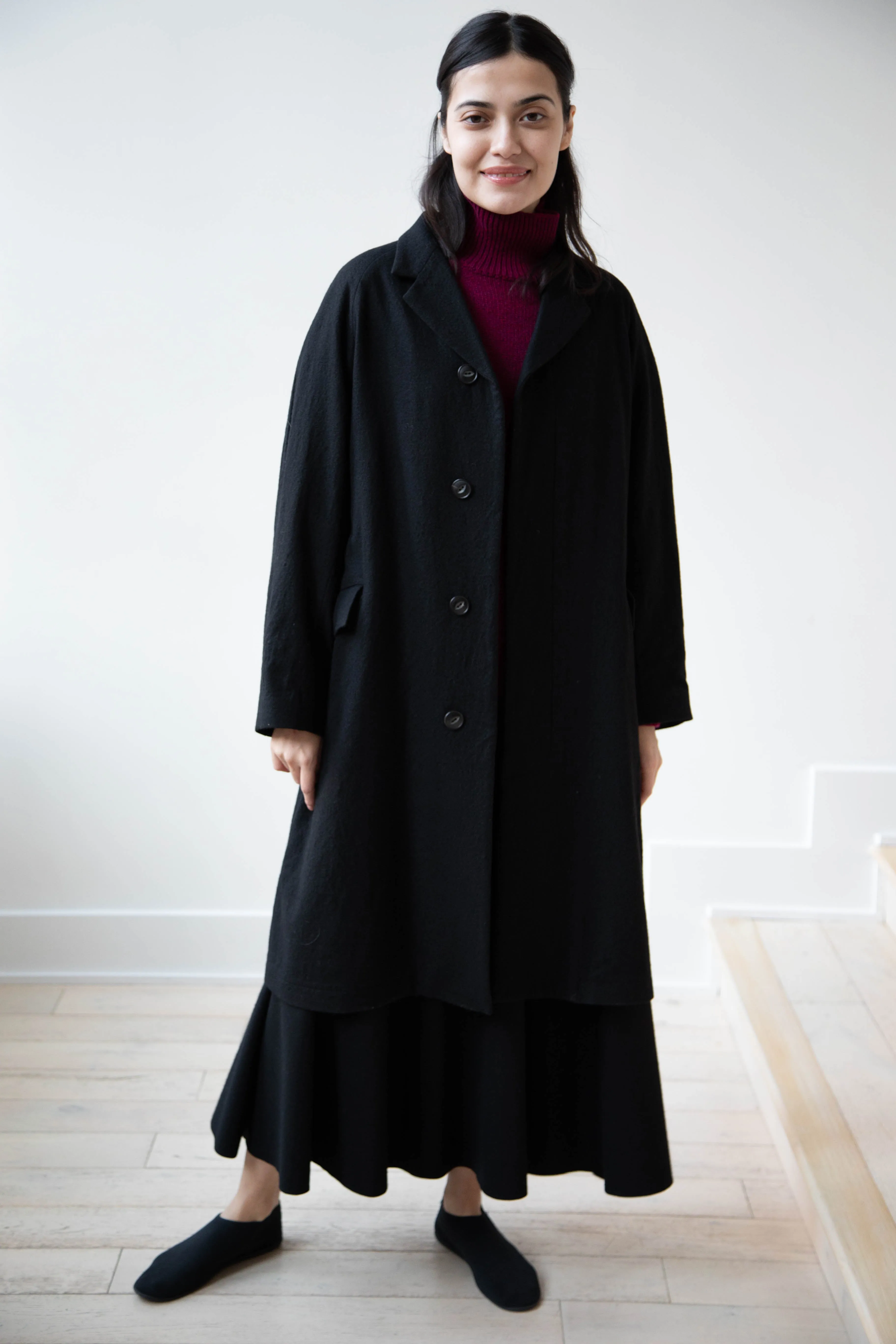 Arts & Science | Raglan Sleeve Chester Coat in Black