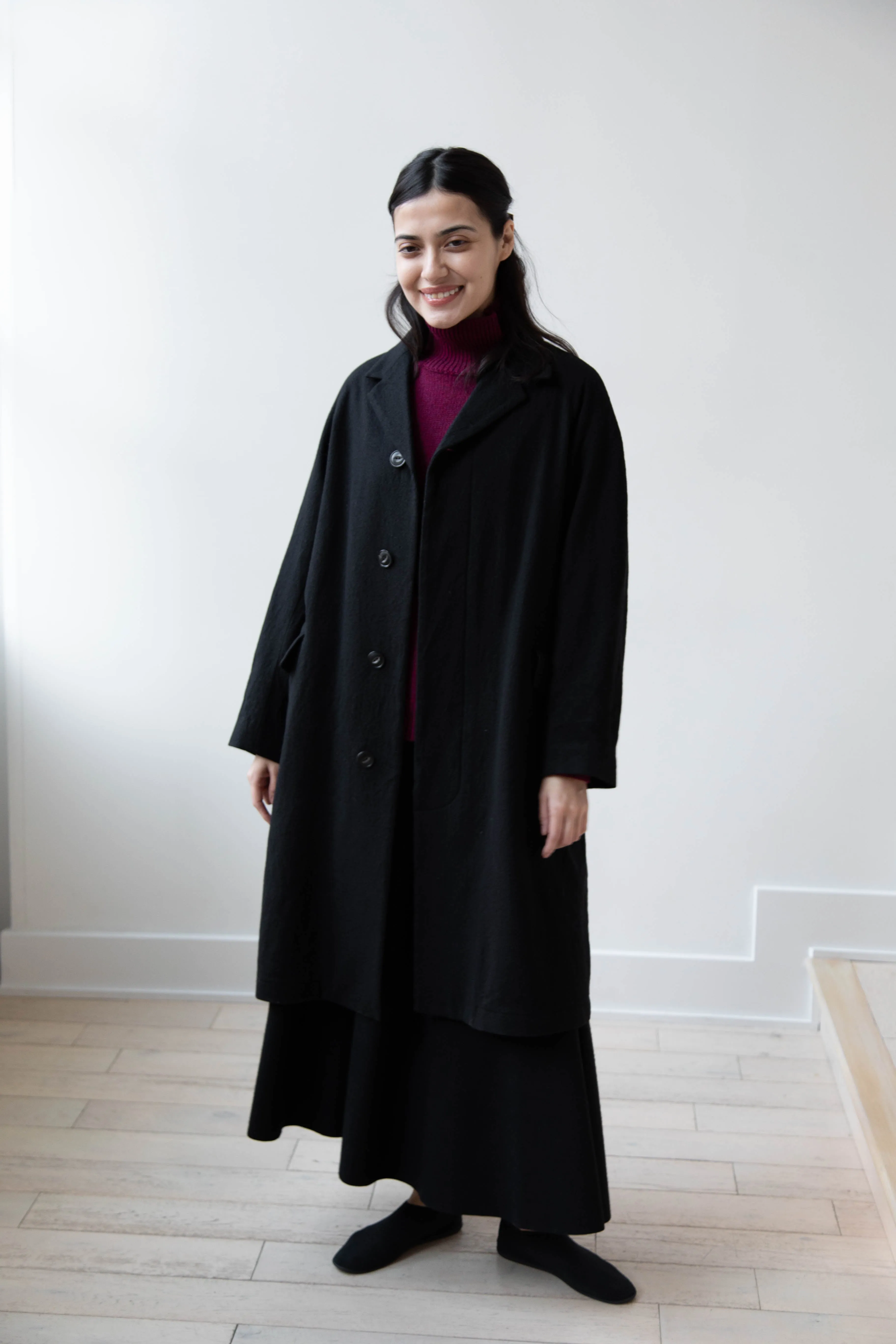 Arts & Science | Raglan Sleeve Chester Coat in Black