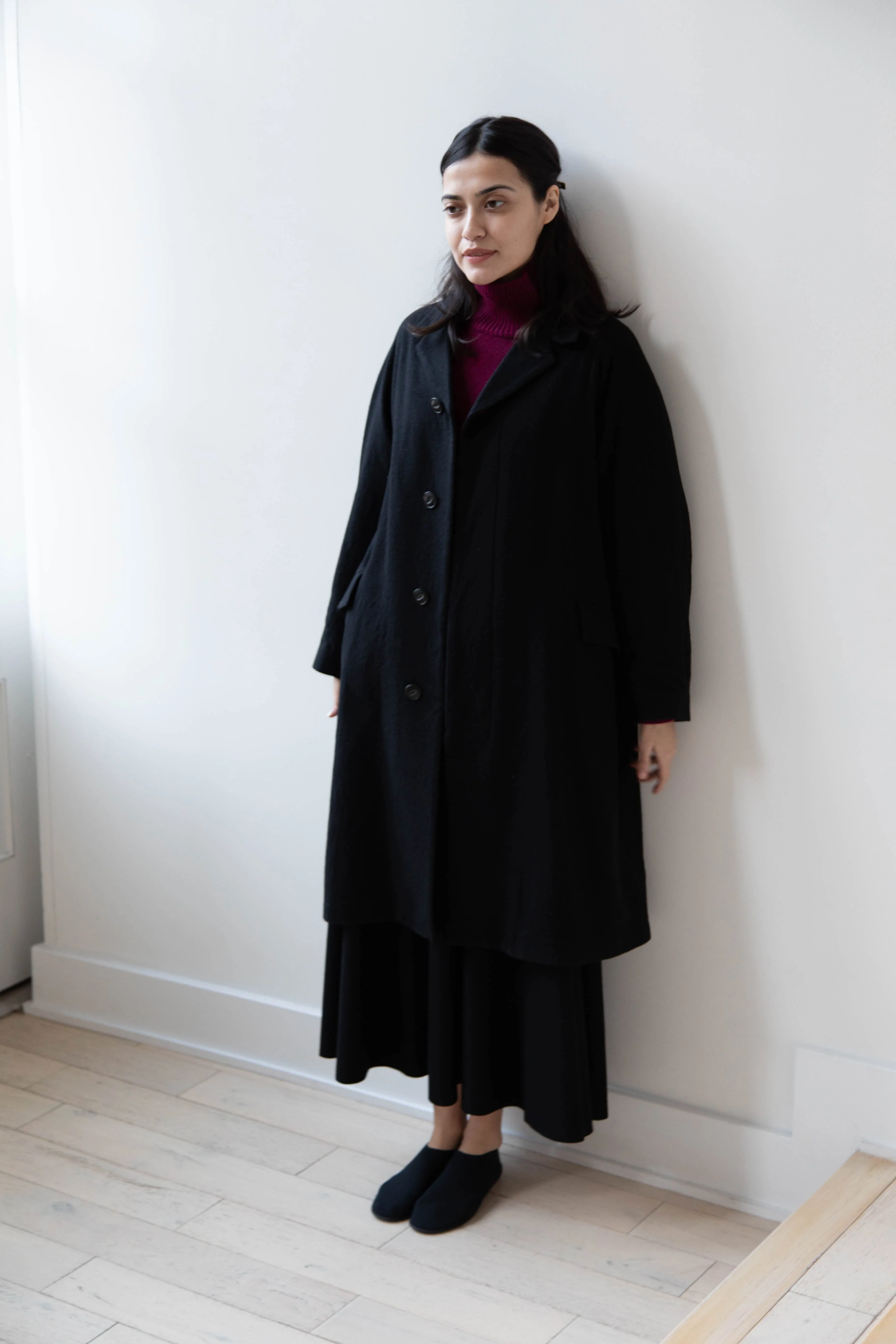 Arts & Science | Raglan Sleeve Chester Coat in Black