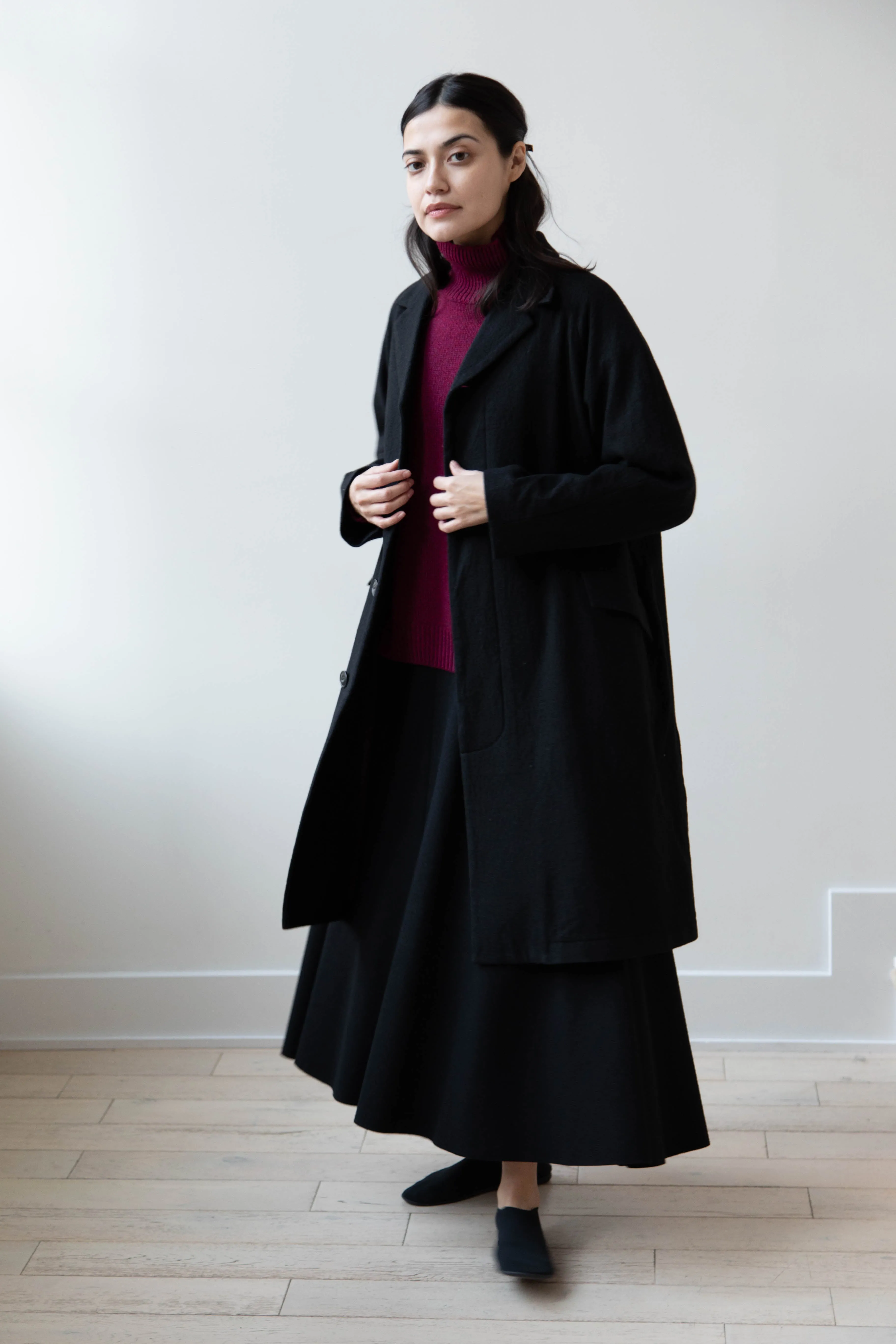 Arts & Science | Raglan Sleeve Chester Coat in Black