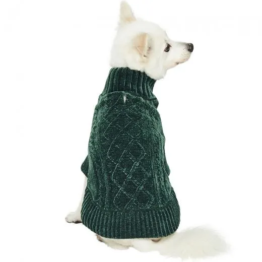 Cozy Chenille Dog Sweater in Forest Green << CLEARANCE >>