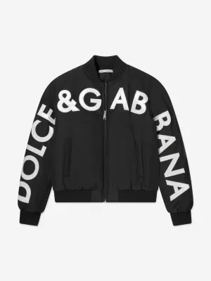 Dolce & Gabbana Boys Logo Bomber Jacket in Black