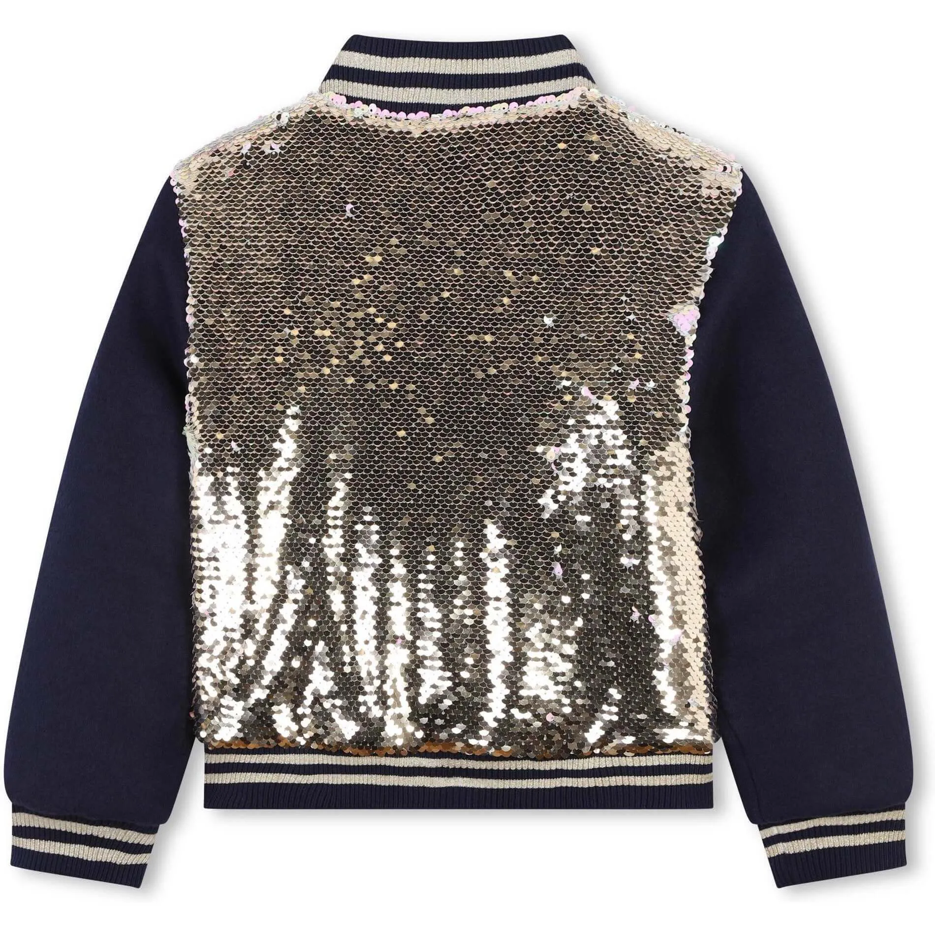 Girls Navy Sequin Bomber Jacket