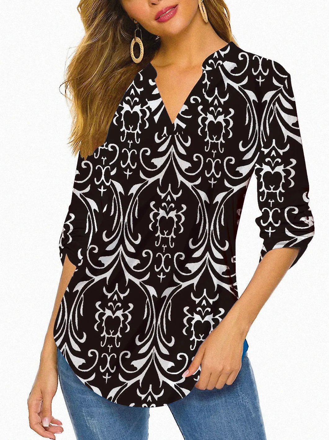 Haute Edition Women's 3/4 Sleeve Tunic Tops S-3X. Plus size available.