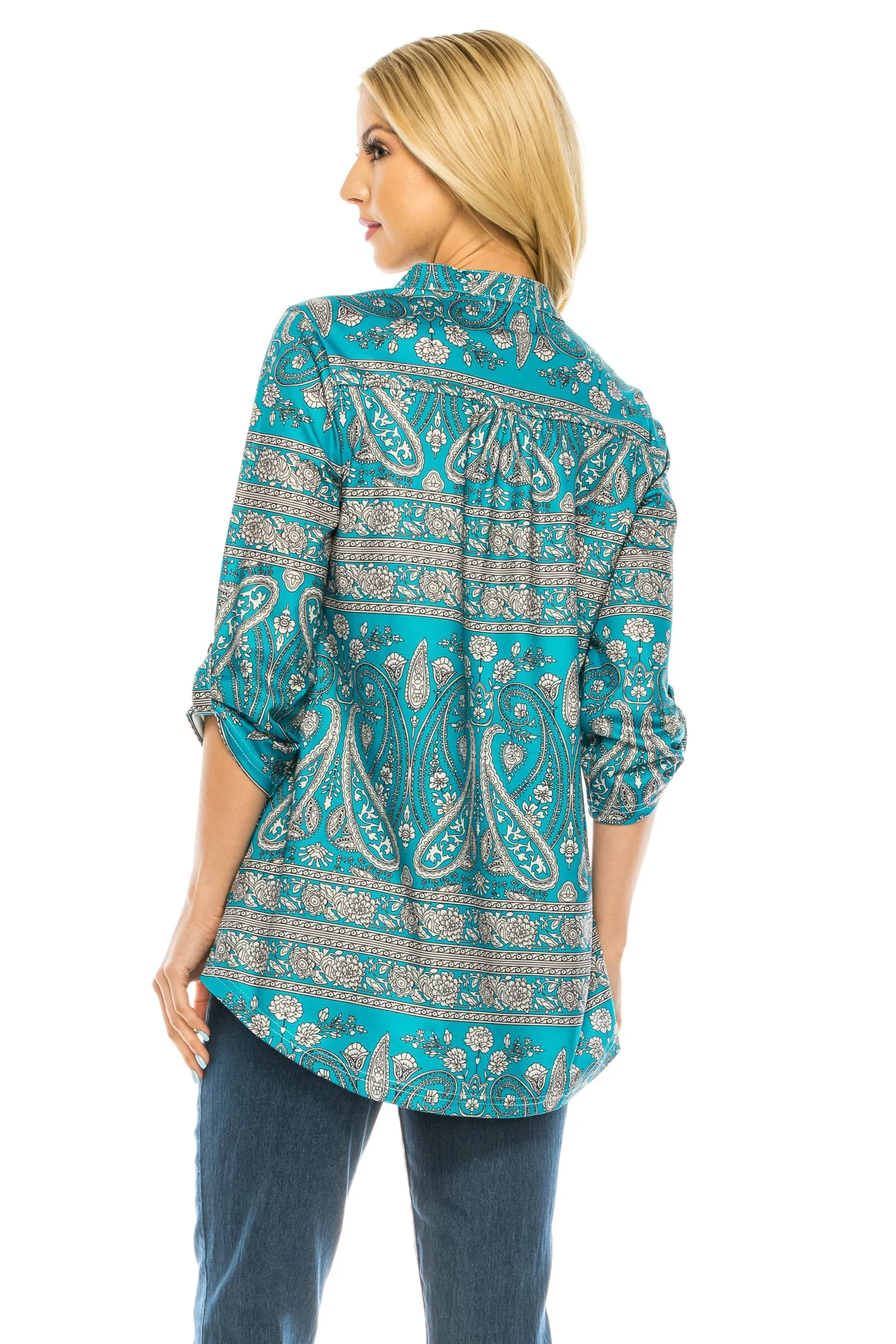 Haute Edition Women's 3/4 Sleeve Tunic Tops S-3X. Plus size available.