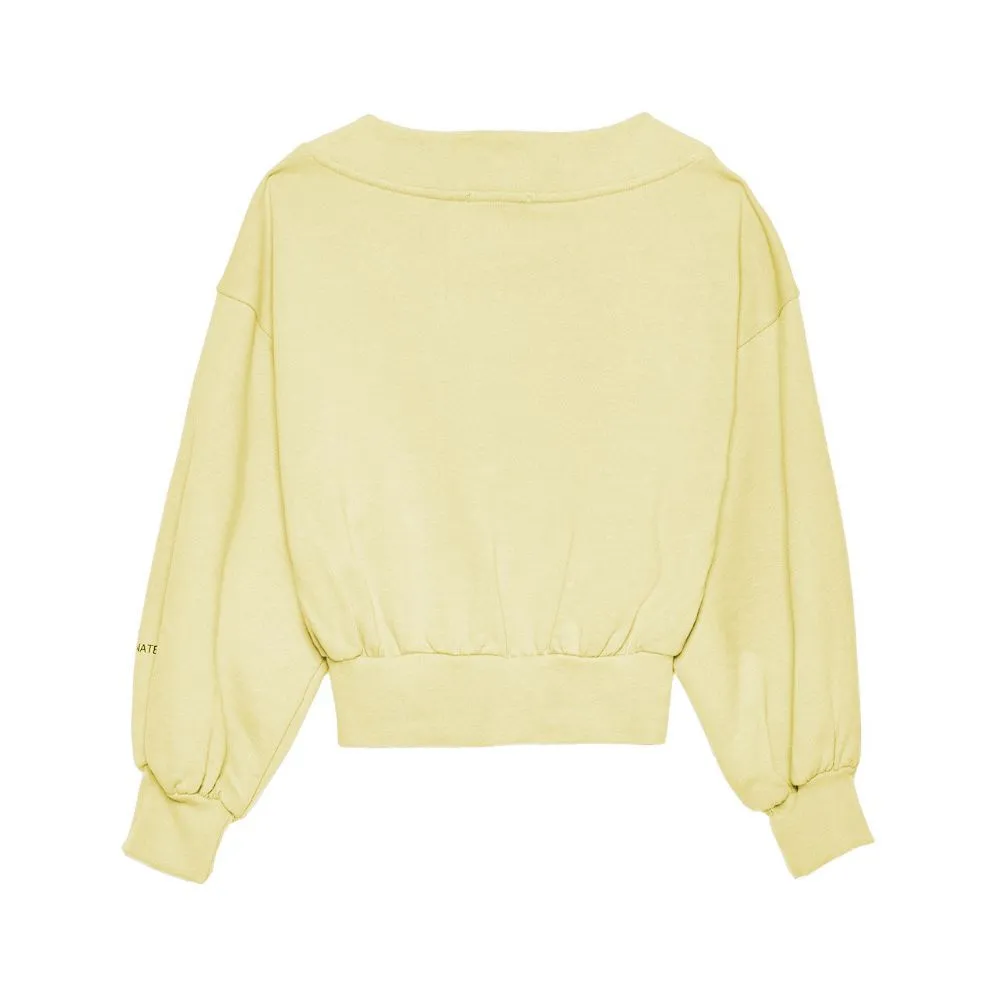 Hinnominate Chic Yellow V-Neck Cotton Sweatshirt