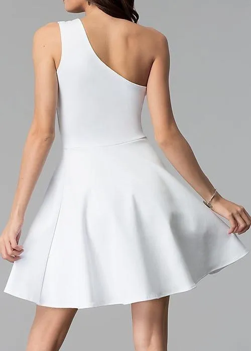 Juniors One Shoulder Dress With Teardrop Cutout