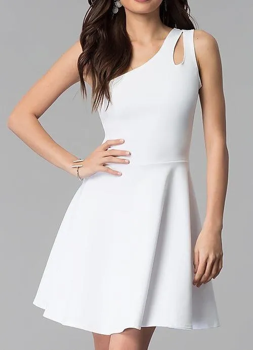 Juniors One Shoulder Dress With Teardrop Cutout