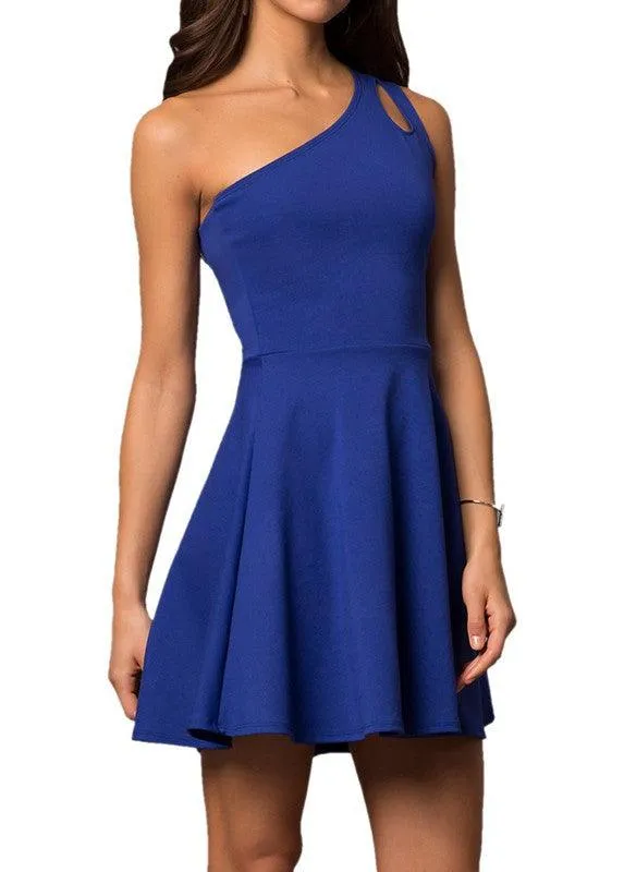 Juniors One Shoulder Dress With Teardrop Cutout