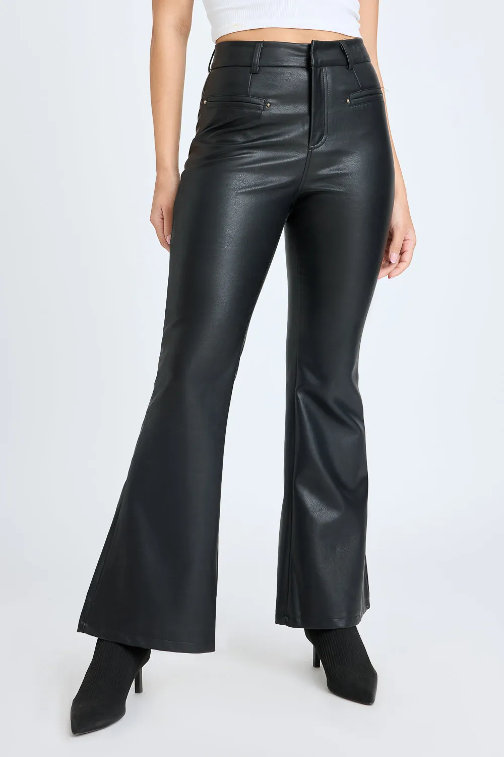 Leather Bootcut Trousers