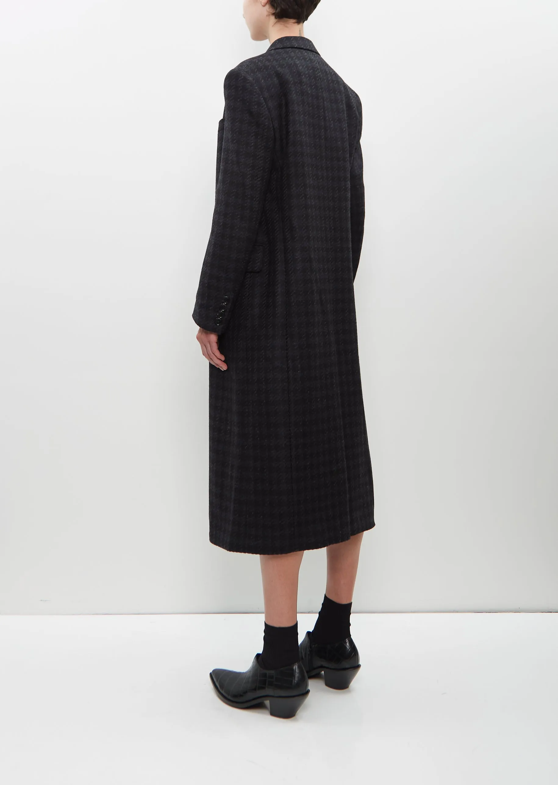 Long Wool Houndstooth Coat