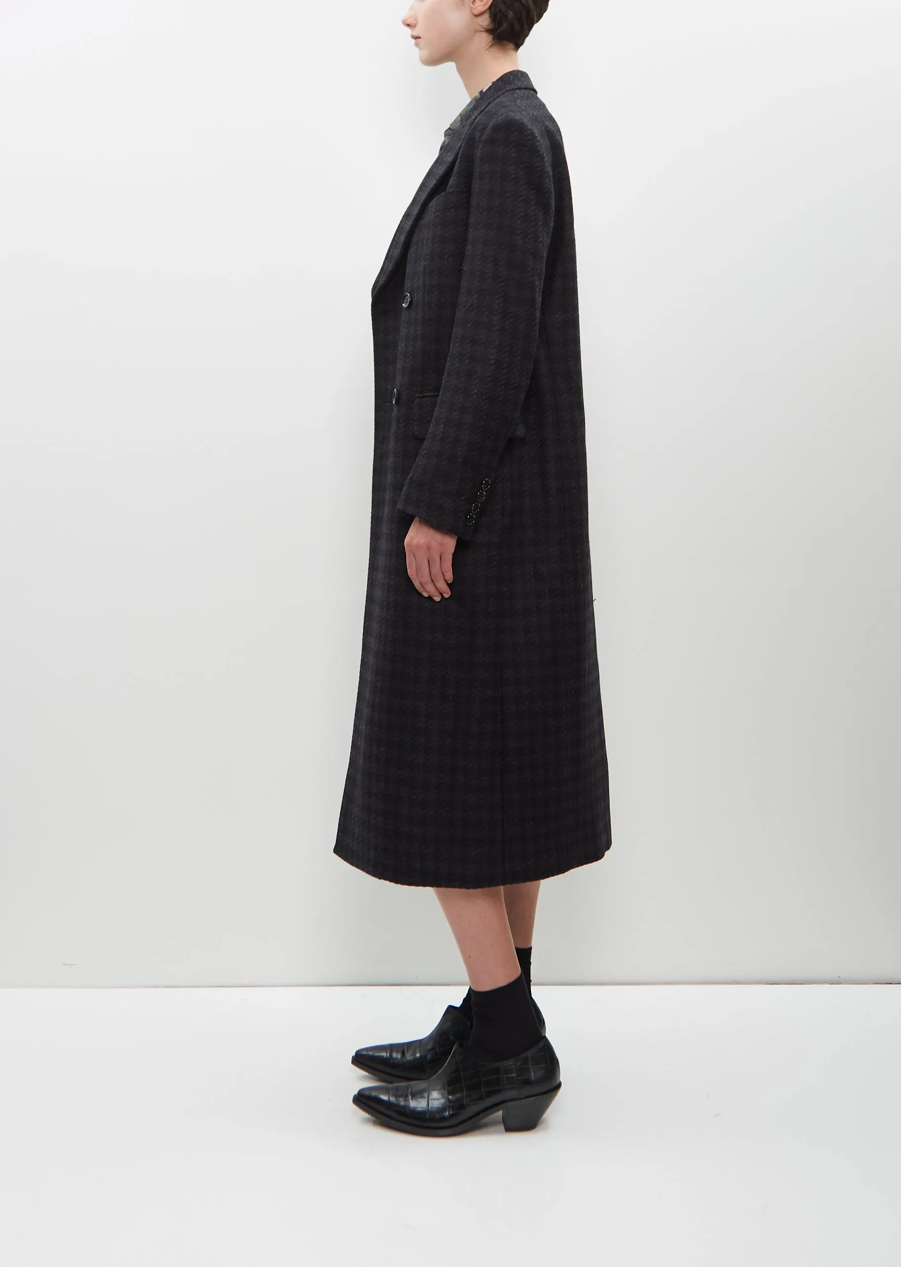 Long Wool Houndstooth Coat