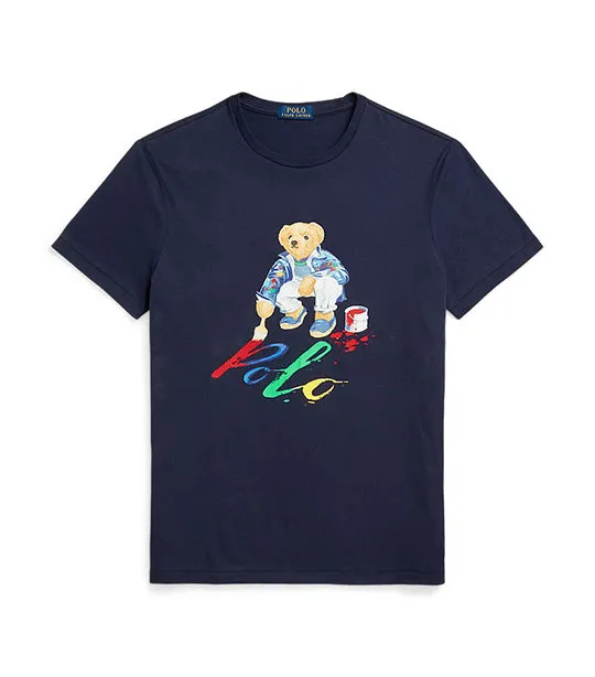 Men's Custom Slim Fit Polo Bear Jersey T-Shirt Cruise Navy Paint Bear