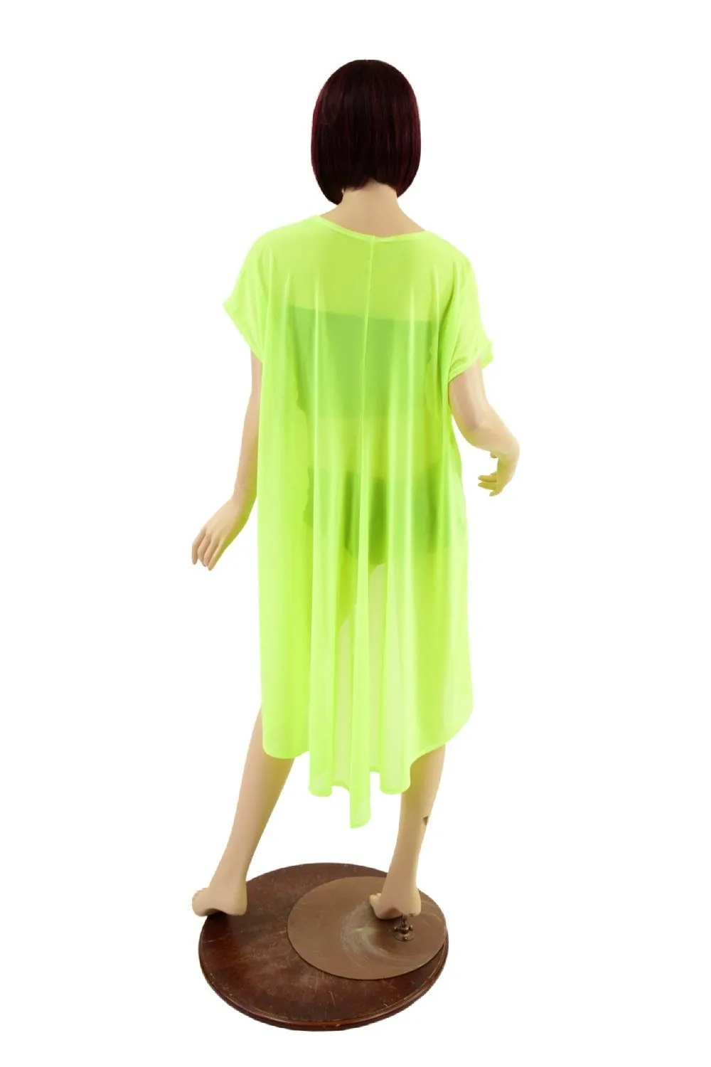 Neon Yellow Hi Lo Mesh Tunic