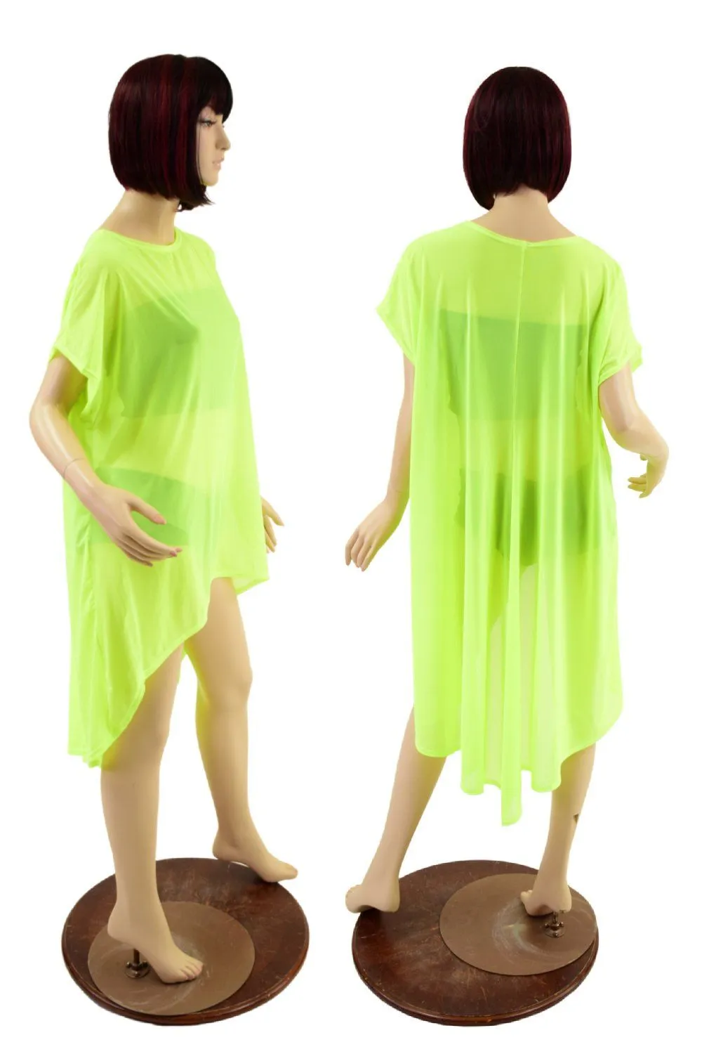 Neon Yellow Hi Lo Mesh Tunic