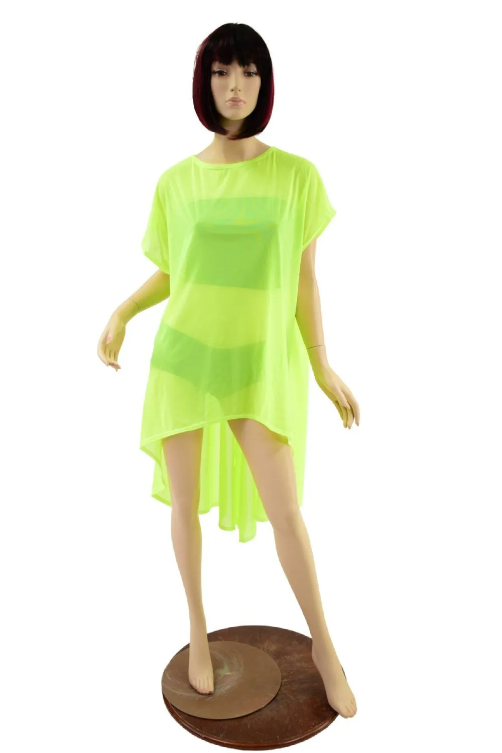 Neon Yellow Hi Lo Mesh Tunic