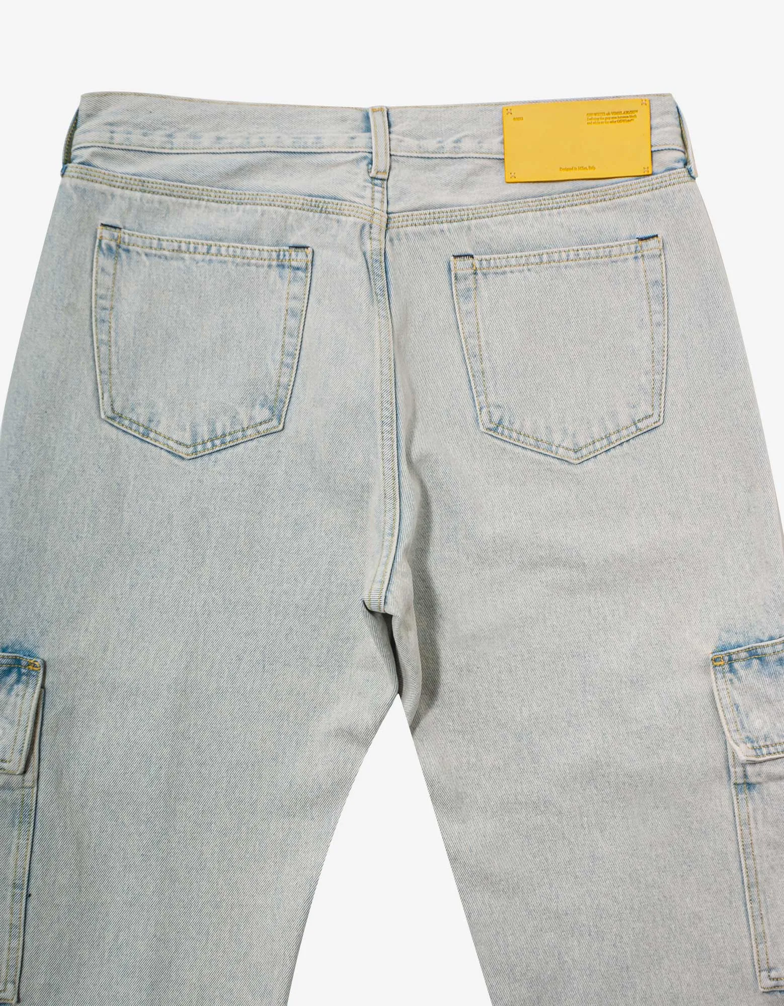 Off-White Blue Graffiti Embroidery Utility Cargo Jeans