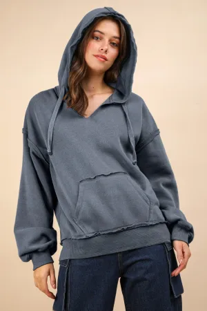 Oversized Brushed Soft French Terry Knit Hoodie Top