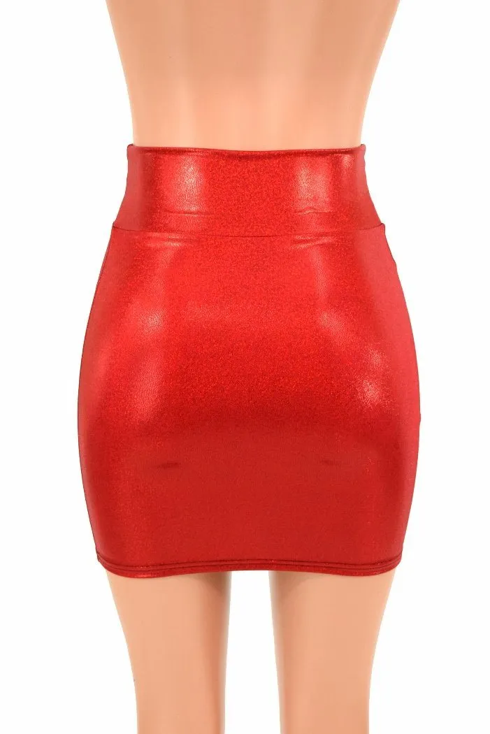 Red Sparkly Jewel Bodycon Skirt