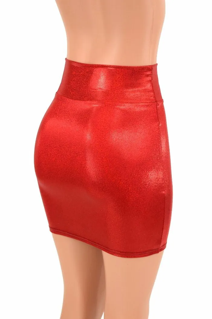 Red Sparkly Jewel Bodycon Skirt