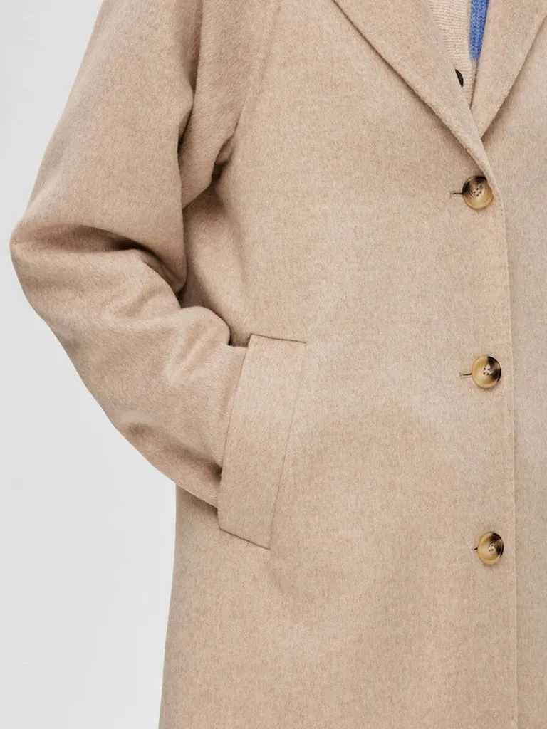 Selected Femme Classic Wool Coat in Sandshell