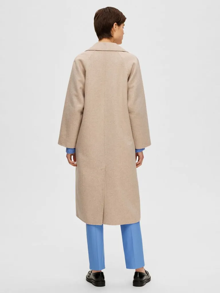 Selected Femme Classic Wool Coat in Sandshell