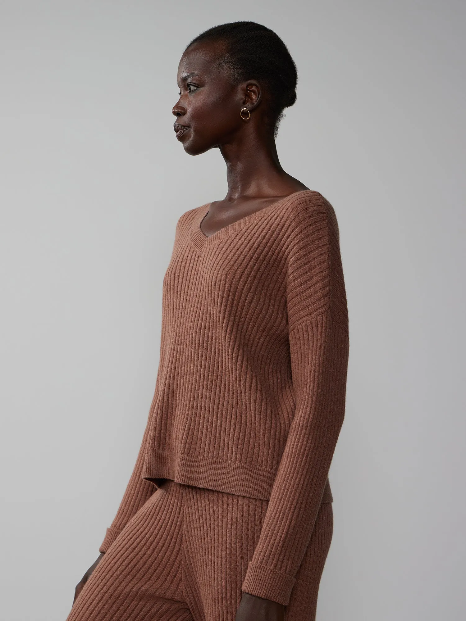 V-Neck Ribbed Sweater