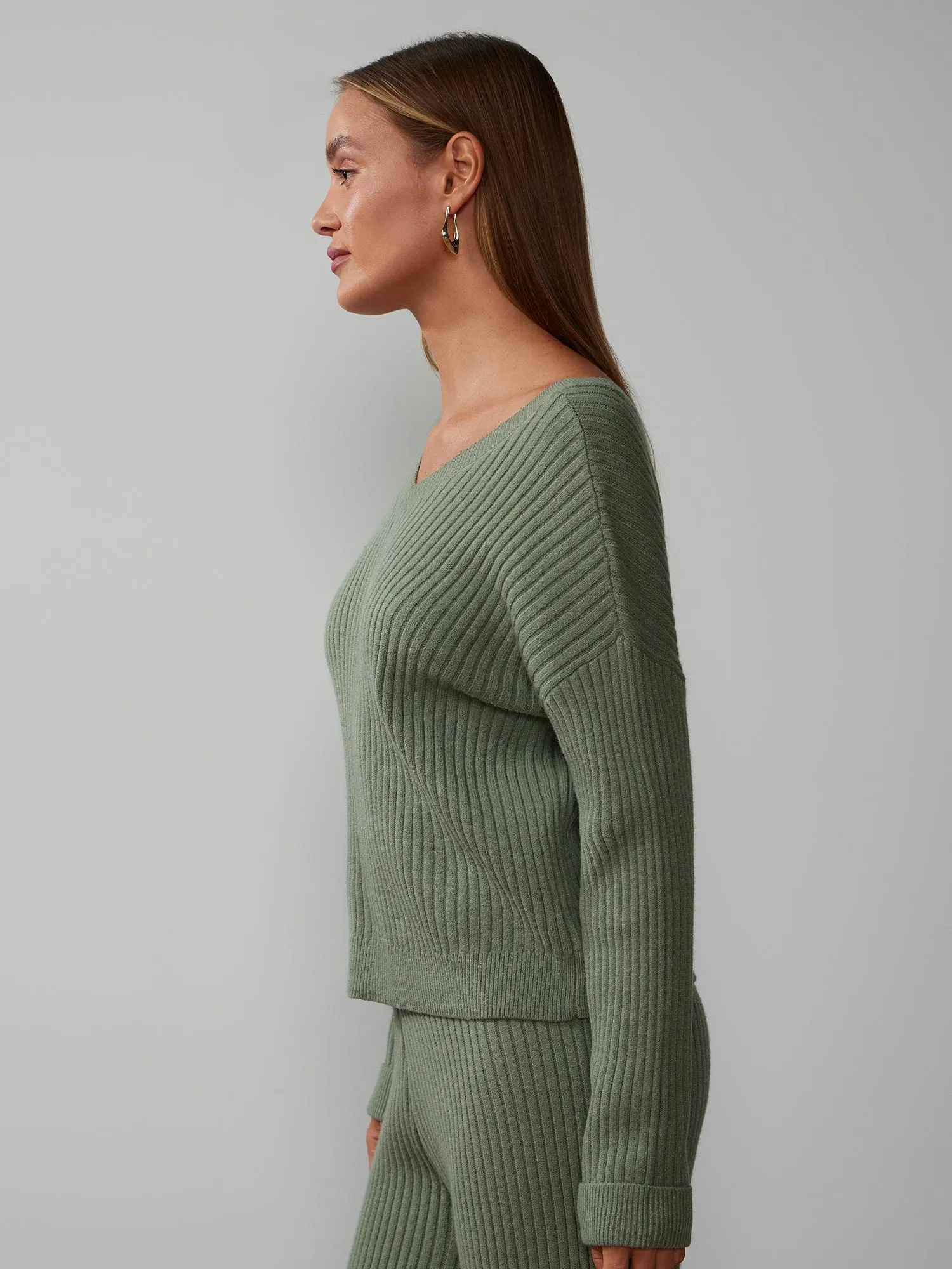 V-Neck Ribbed Sweater