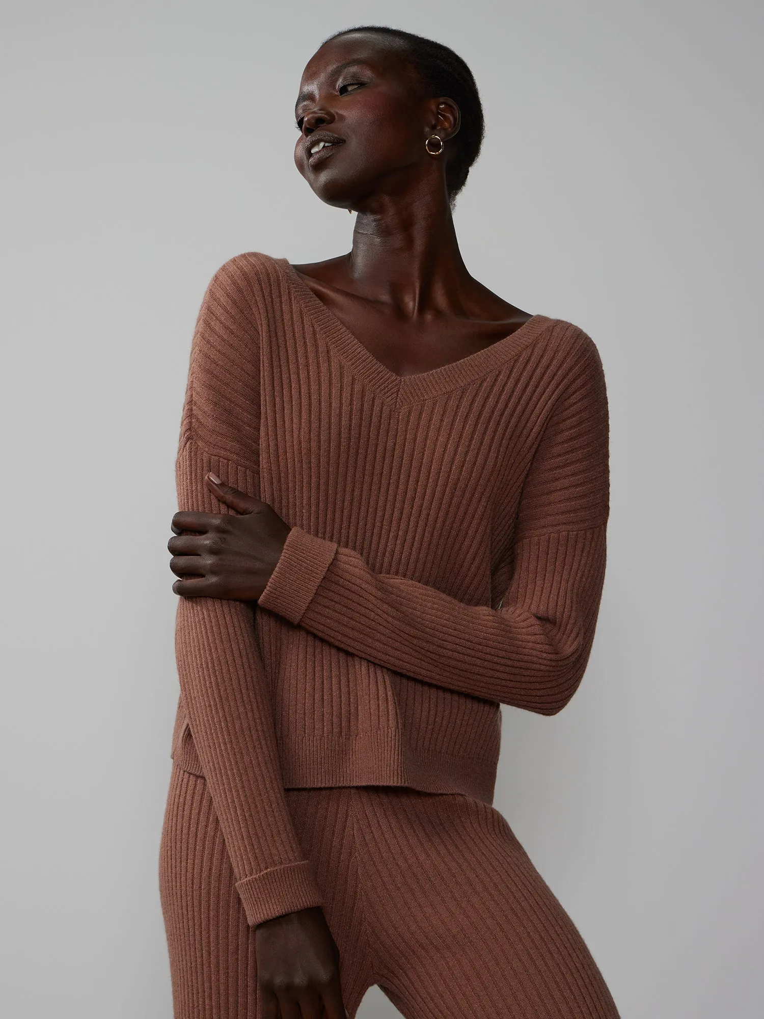 V-Neck Ribbed Sweater