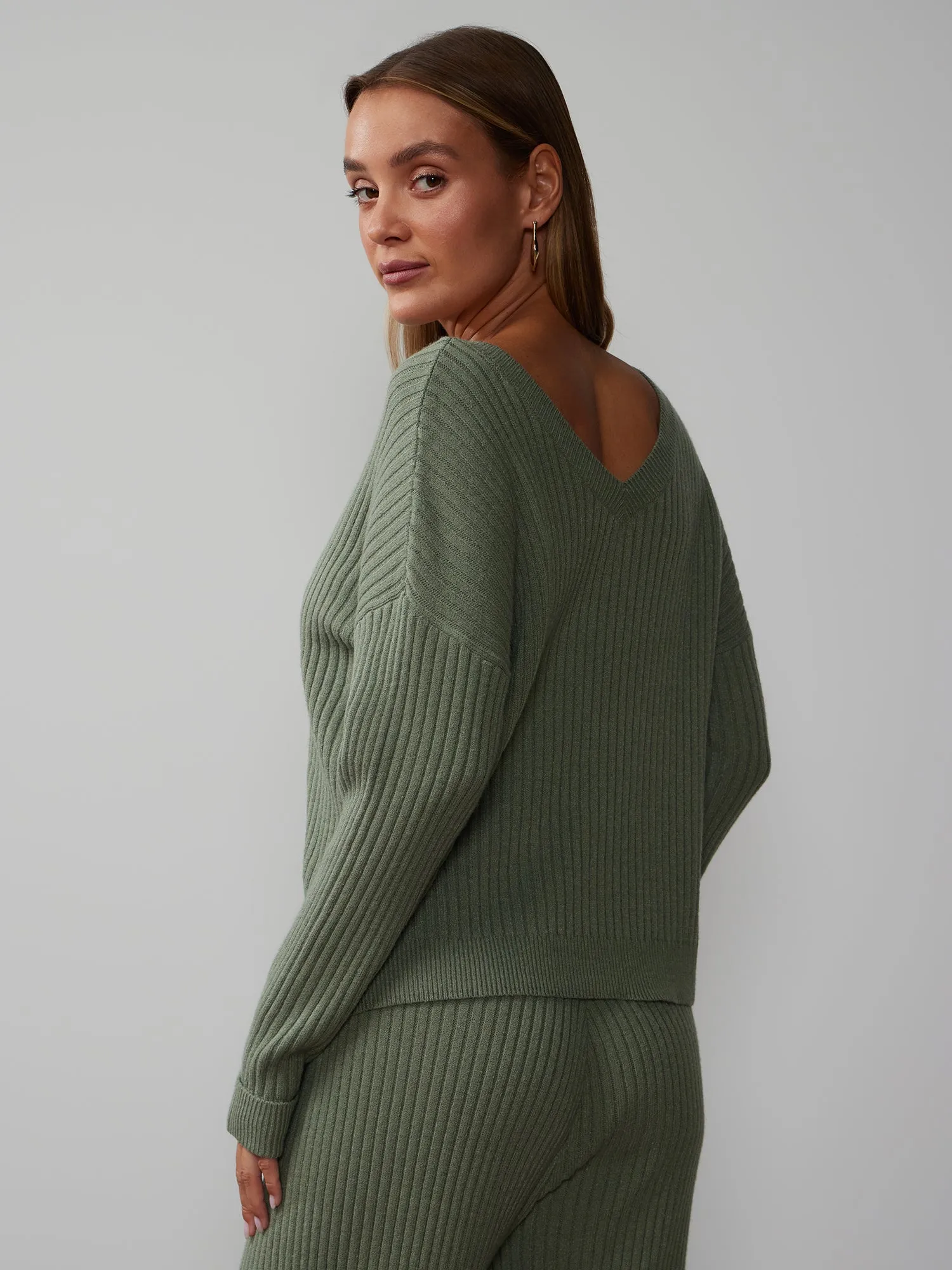 V-Neck Ribbed Sweater